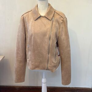 B B Dakota Steve Madden tan faux suede Moto Jacket Size XL New